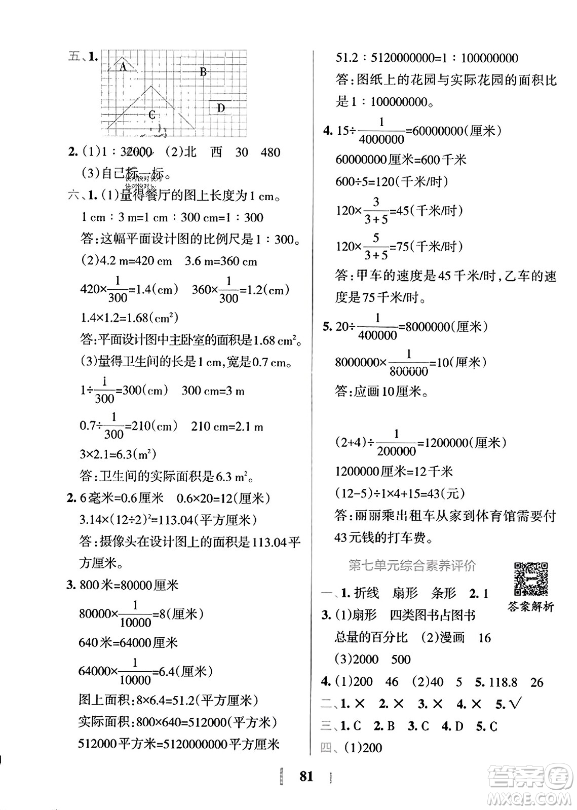 陜西師范大學(xué)出版總社2023年秋PASS小學(xué)學(xué)霸沖A卷六年級(jí)數(shù)學(xué)上冊(cè)冀教版答案