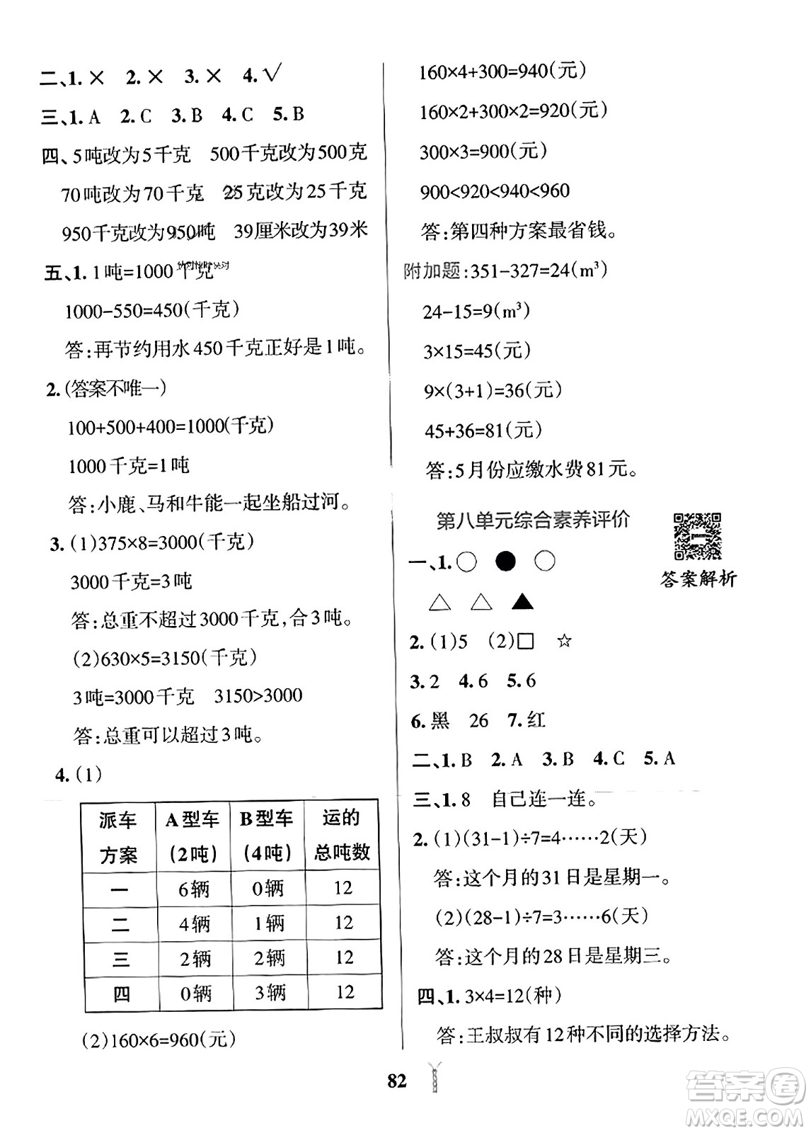 陜西師范大學(xué)出版總社2023年秋PASS小學(xué)學(xué)霸沖A卷三年級(jí)數(shù)學(xué)上冊(cè)冀教版答案