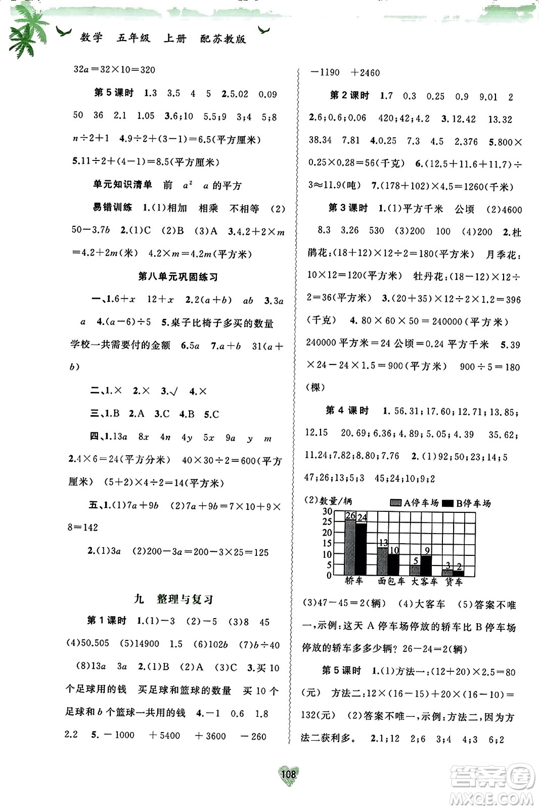 廣西教育出版社2023年秋新課程學習與測評同步學習五年級數(shù)學上冊蘇教版答案