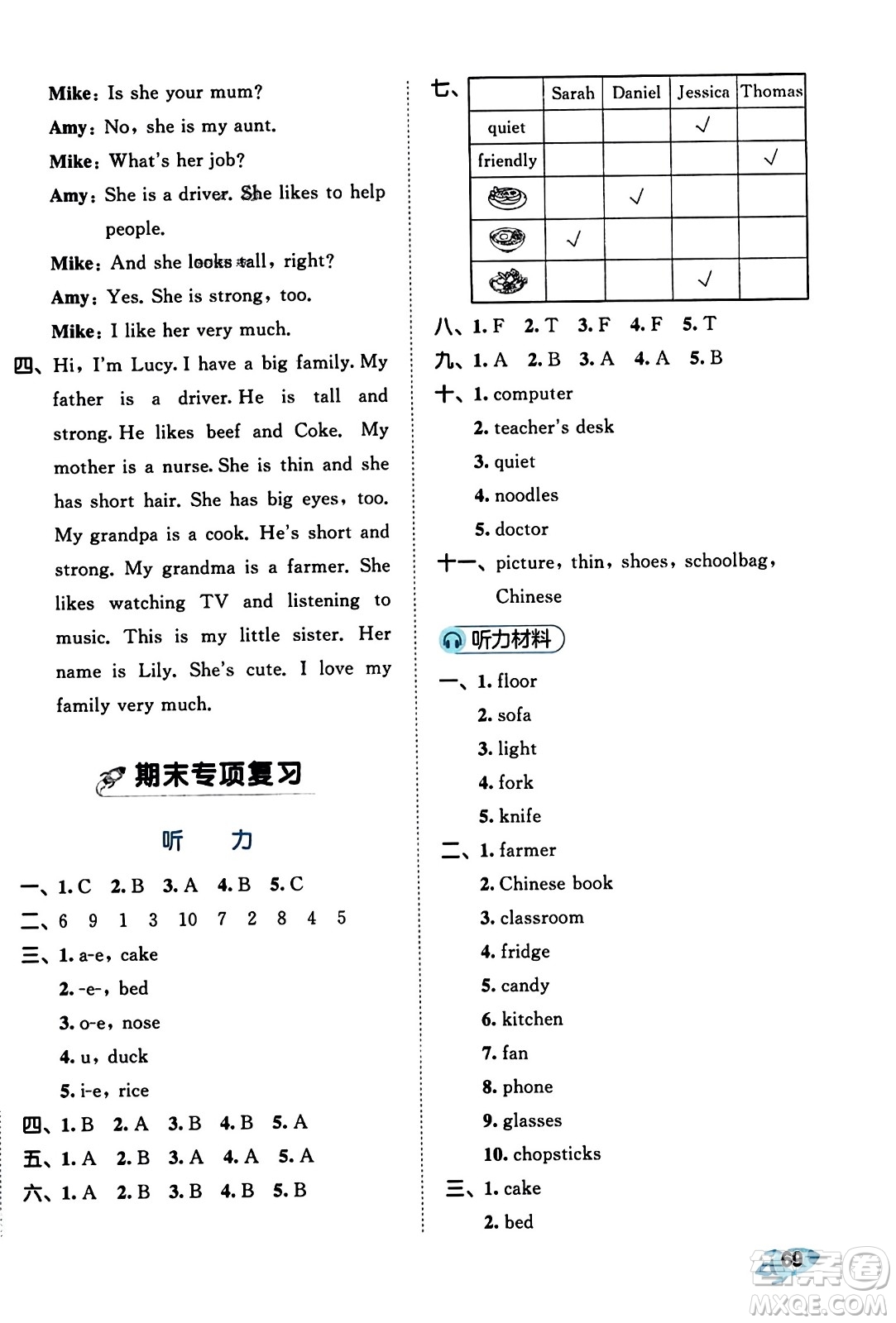 首都師范大學(xué)出版社2023年秋53全優(yōu)卷四年級(jí)英語(yǔ)上冊(cè)人教PEP版答案