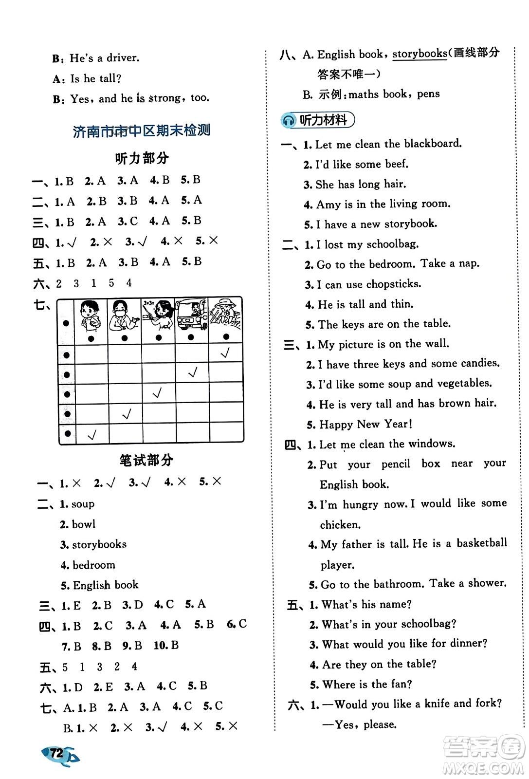 首都師范大學(xué)出版社2023年秋53全優(yōu)卷四年級(jí)英語(yǔ)上冊(cè)人教PEP版答案