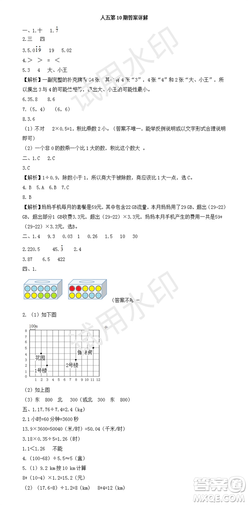 2023年秋學(xué)習(xí)方法報(bào)小學(xué)數(shù)學(xué)五年級上冊第9-12期人教版參考答案