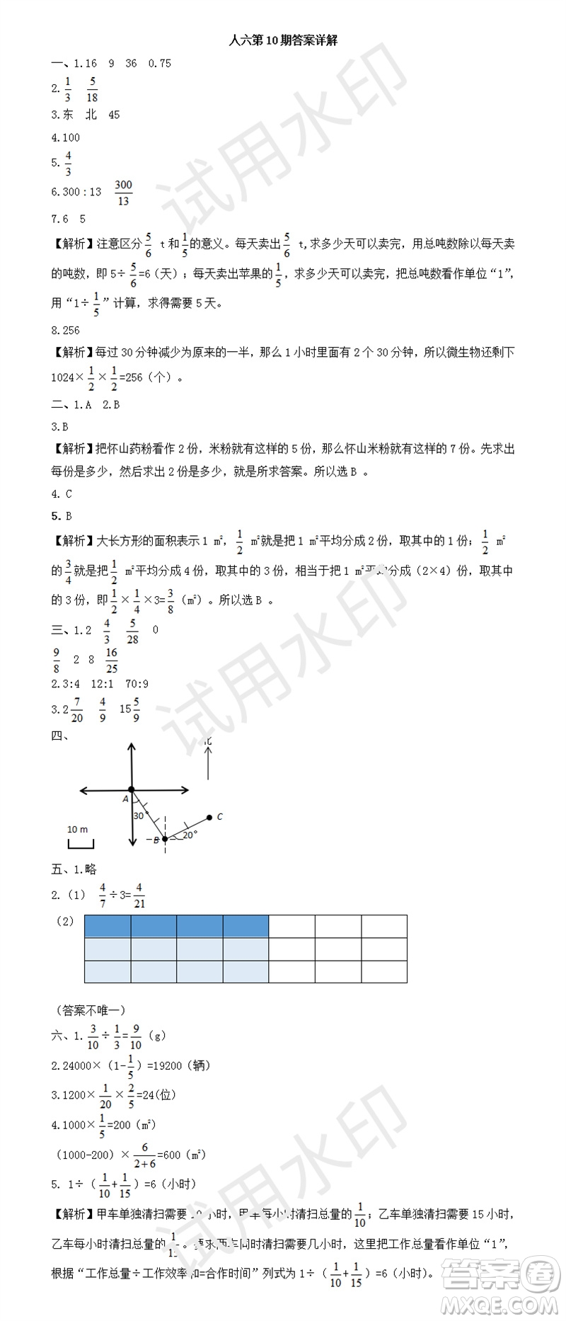 2023年秋學(xué)習(xí)方法報(bào)小學(xué)數(shù)學(xué)六年級(jí)上冊(cè)第9-12期人教版參考答案