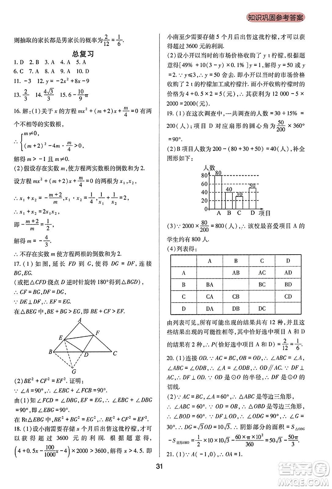 四川教育出版社2023年秋新課程實(shí)踐與探究叢書九年級(jí)數(shù)學(xué)上冊(cè)人教版答案