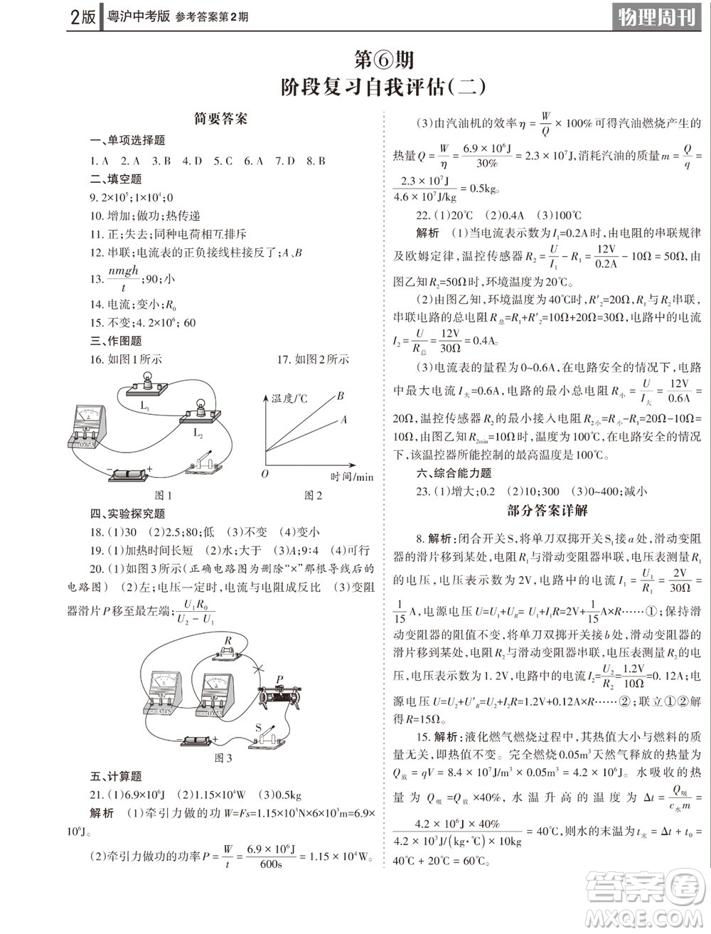 2023年秋學(xué)習(xí)方法報物理周刊九年級上冊粵滬版中考專版第2期參考答案