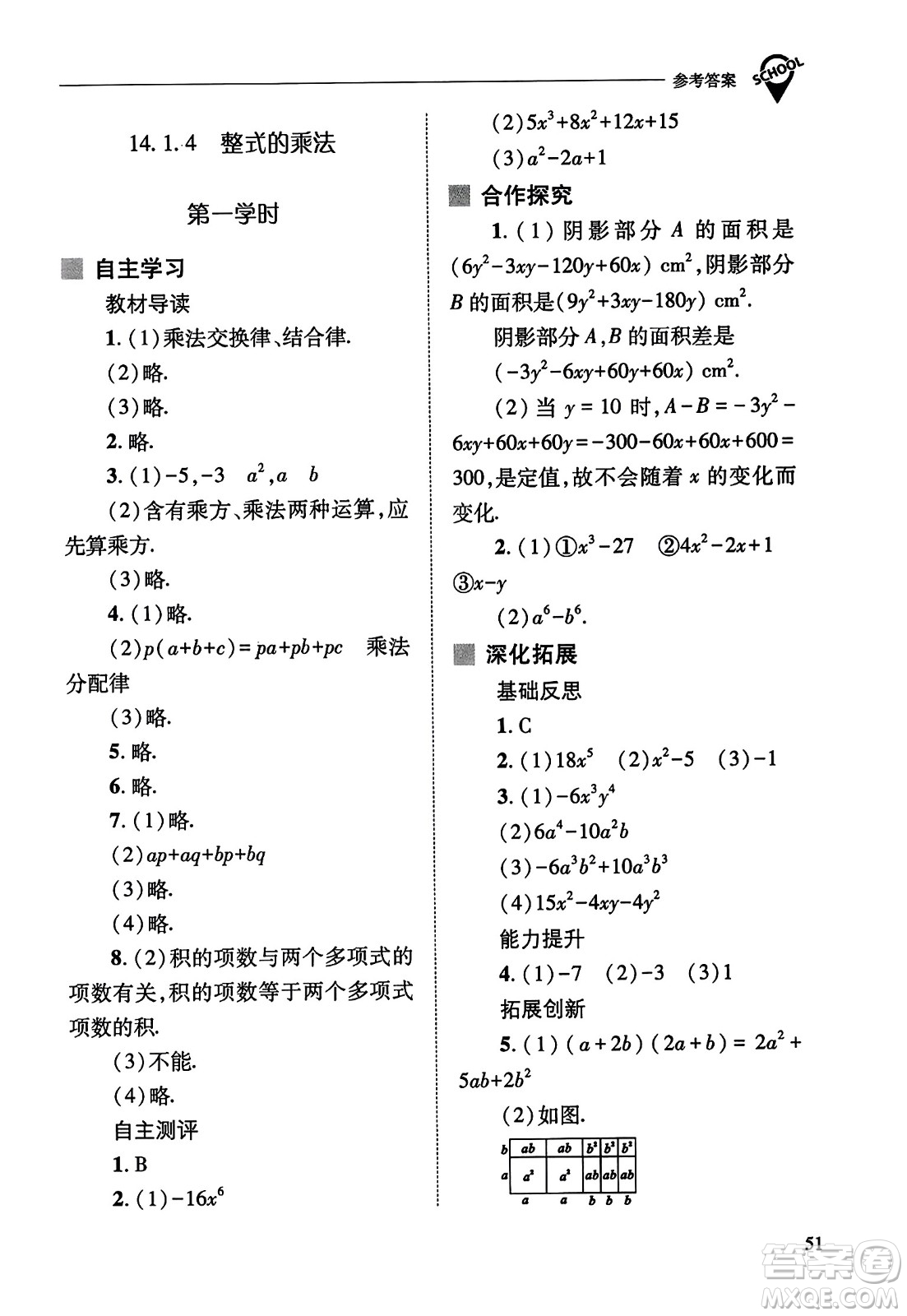 山西教育出版社2023年秋新課程問題解決導學方案八年級數(shù)學上冊人教版答案