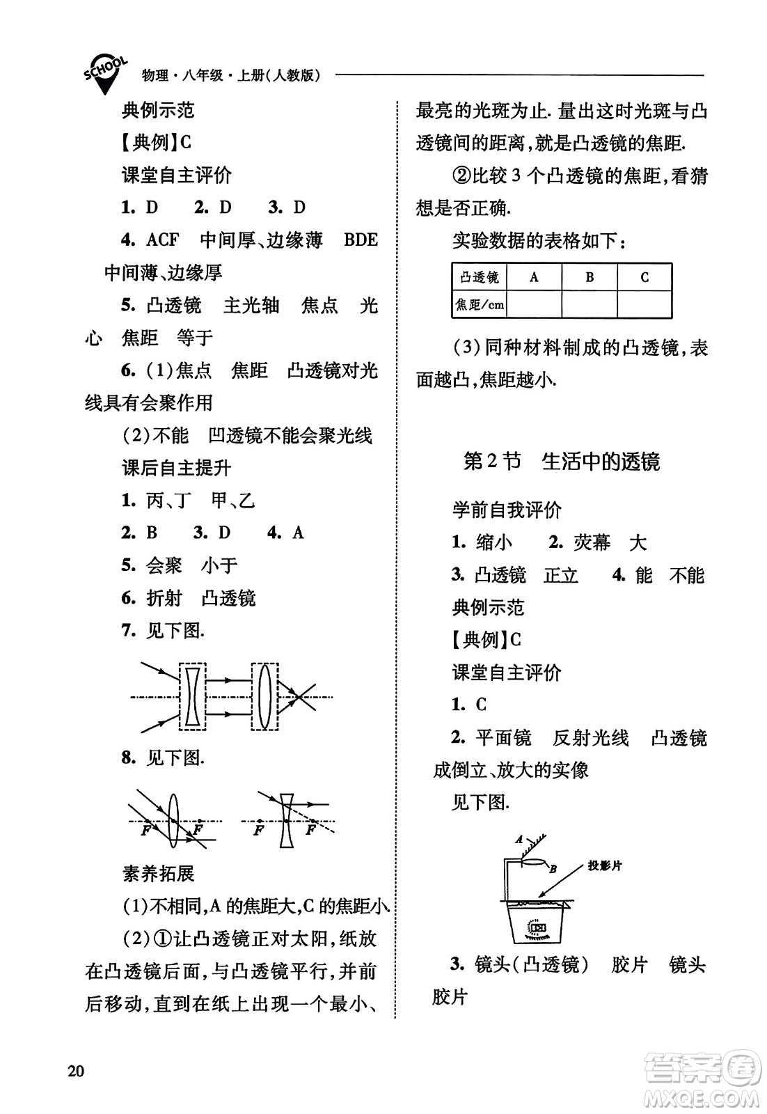 山西教育出版社2023年秋新課程問題解決導(dǎo)學(xué)方案八年級(jí)物理上冊(cè)人教版答案