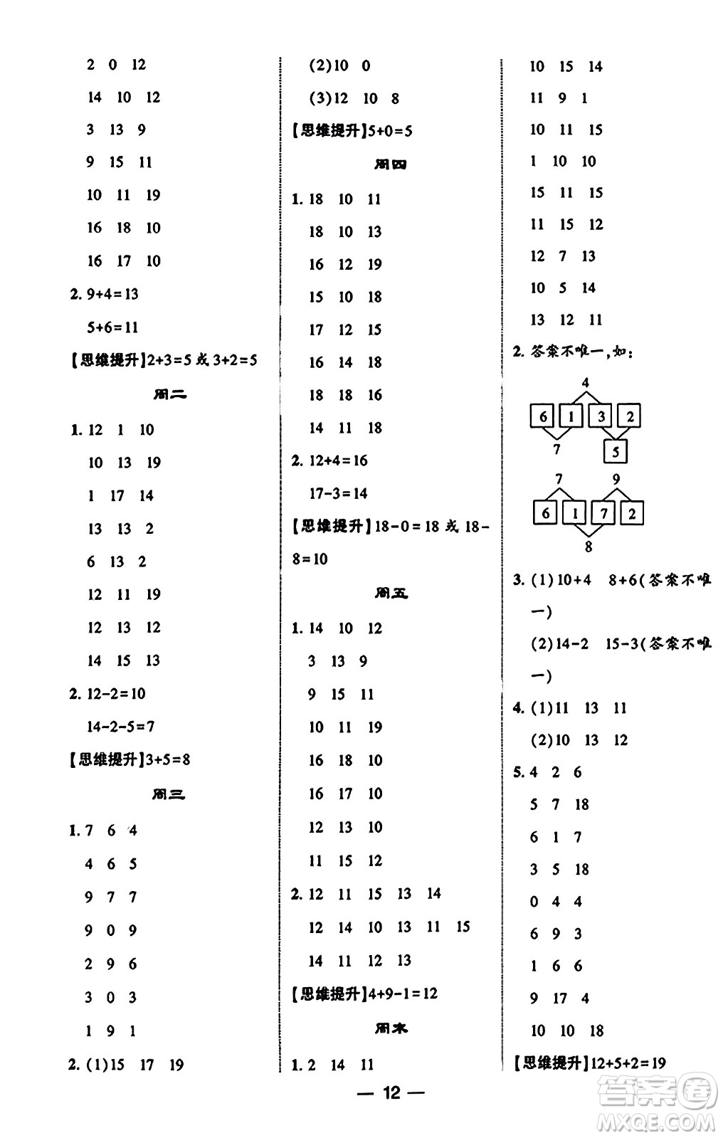 河海大學出版社2023年秋學霸計算達人一年級數(shù)學上冊青島版答案