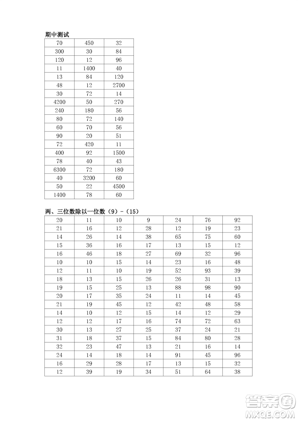 江蘇鳳凰教育出版社2023年秋口算練習冊三年級數(shù)學上冊蘇教版參考答案