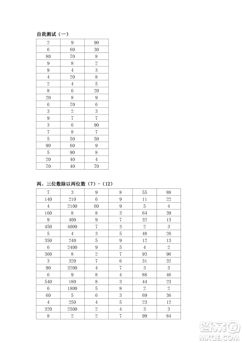 江蘇鳳凰教育出版社2023年秋口算練習(xí)冊四年級數(shù)學(xué)上冊蘇教版參考答案