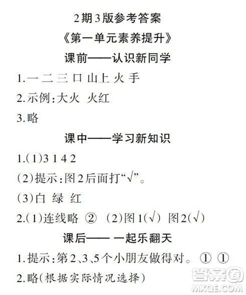 2023年秋學(xué)習(xí)報(bào)小學(xué)一年級(jí)語(yǔ)文上冊(cè)人教版1-8期參考答案