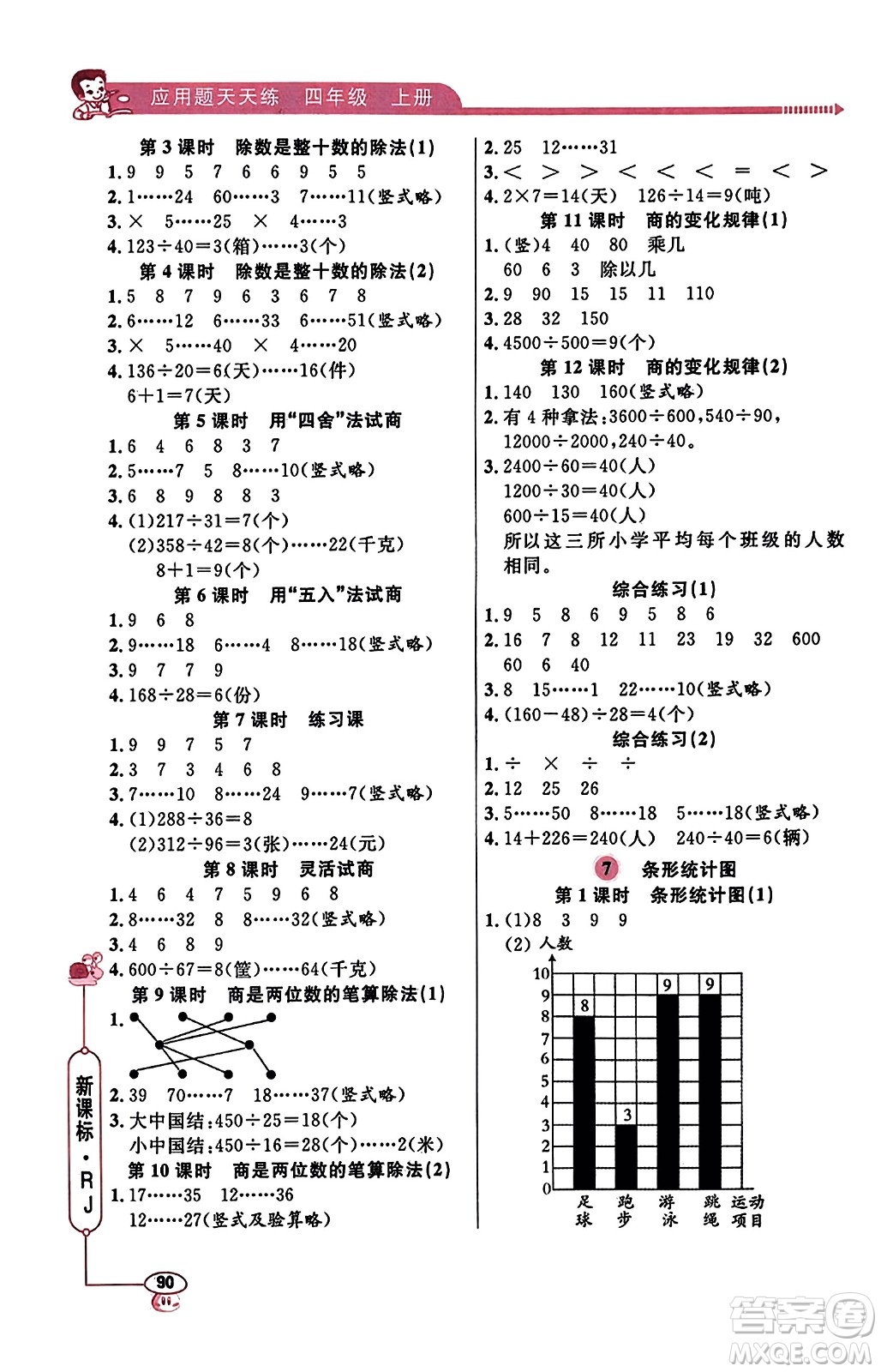 山東畫報(bào)出版社2023年秋應(yīng)用題天天練四年級(jí)數(shù)學(xué)上冊人教版答案