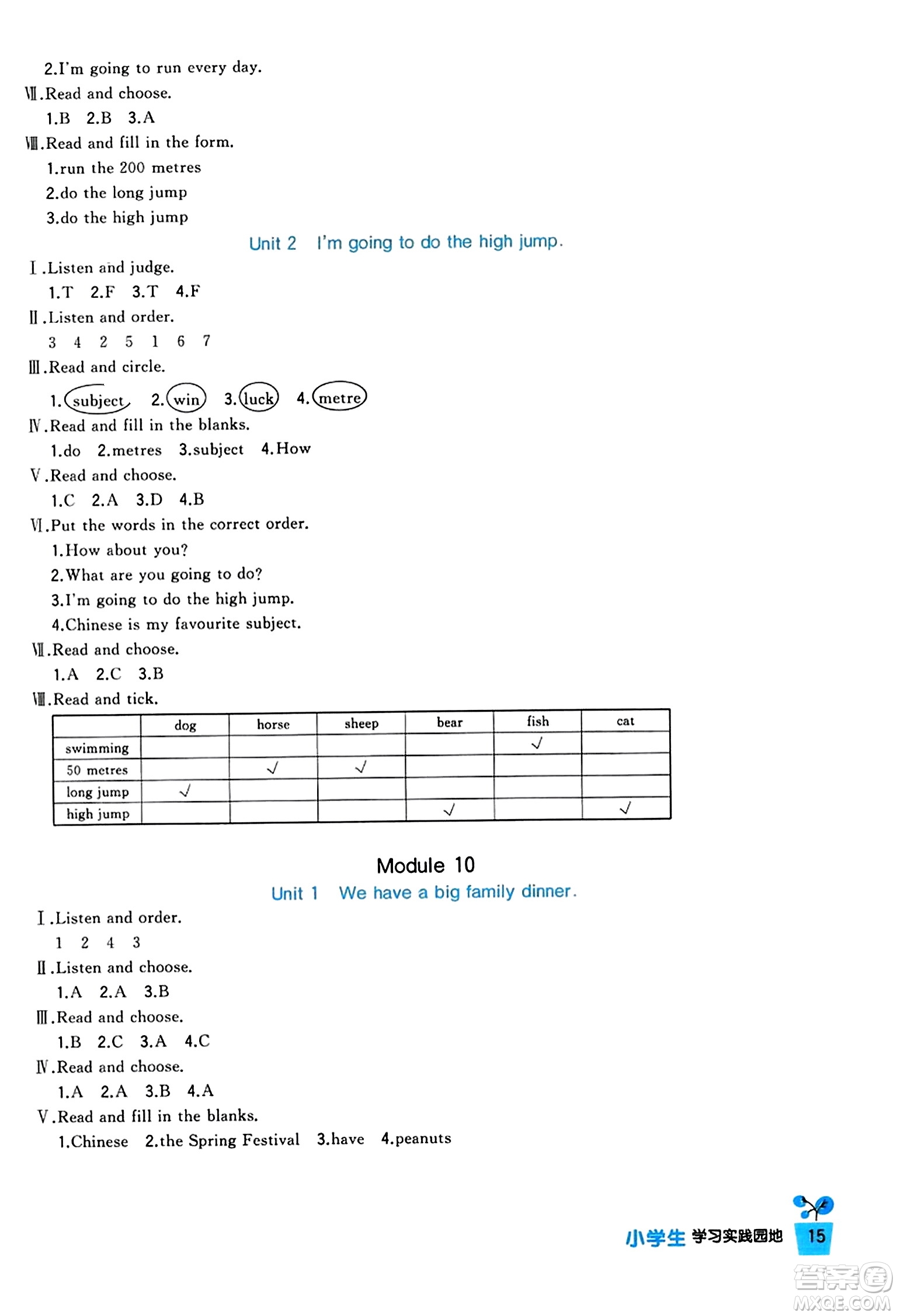 四川教育出版社2023年秋新課標(biāo)小學(xué)生學(xué)習(xí)實(shí)踐園地四年級英語上冊外研版三起點(diǎn)答案