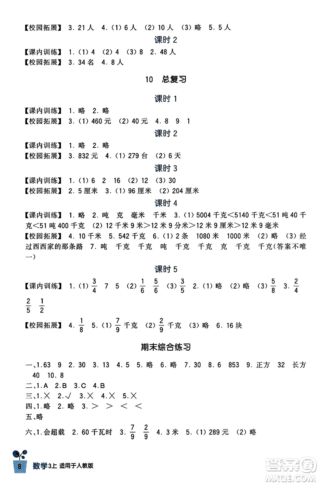 四川教育出版社2023年秋新課標(biāo)小學(xué)生學(xué)習(xí)實(shí)踐園地三年級(jí)數(shù)學(xué)上冊(cè)人教版答案