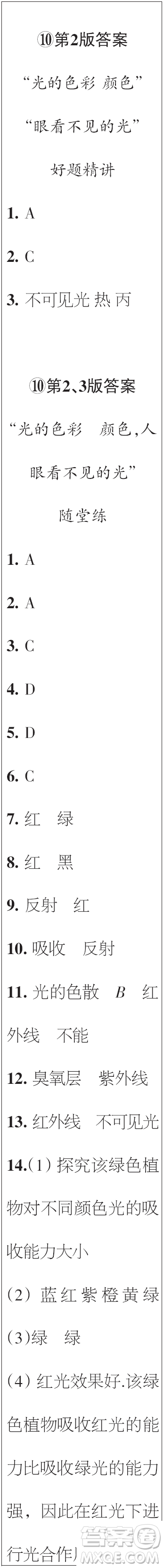 時代學(xué)習(xí)報(bào)初中版2023年秋八年級物理上冊9-12期參考答案