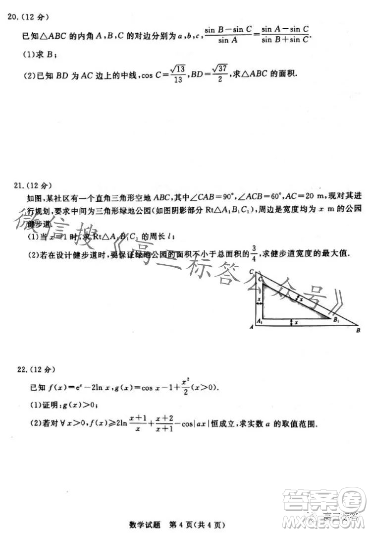 2024屆普通高等學(xué)校招生全國統(tǒng)一考試青桐鳴高三10月大聯(lián)考數(shù)學(xué)試卷答案