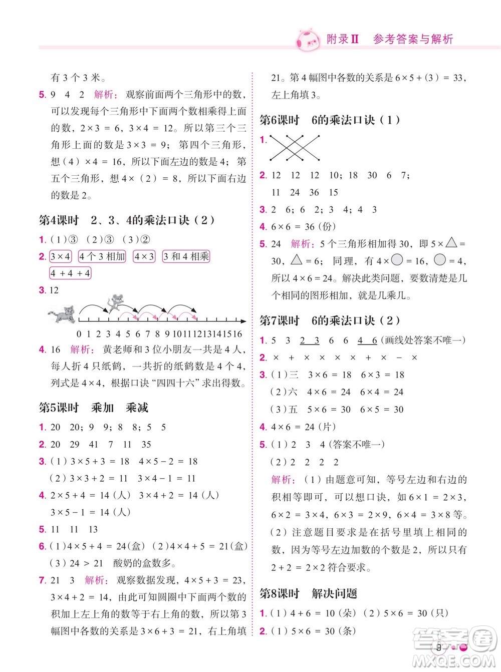 龍門書局2023年秋黃岡小狀元練重點培優(yōu)同步作業(yè)二年級數(shù)學上冊人教版參考答案