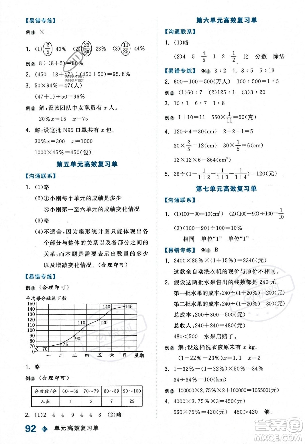 開明出版社2023年秋全品學(xué)練考六年級數(shù)學(xué)上冊北師大版答案