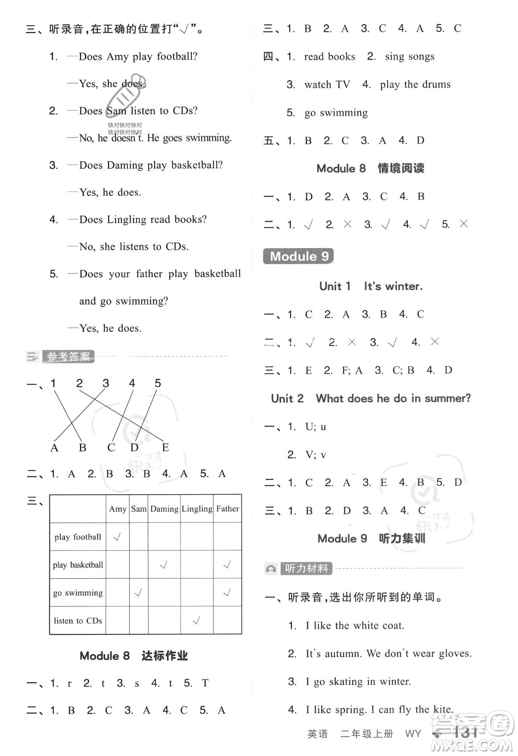 開明出版社2023年秋全品學(xué)練考二年級英語上冊外研版三起點(diǎn)答案