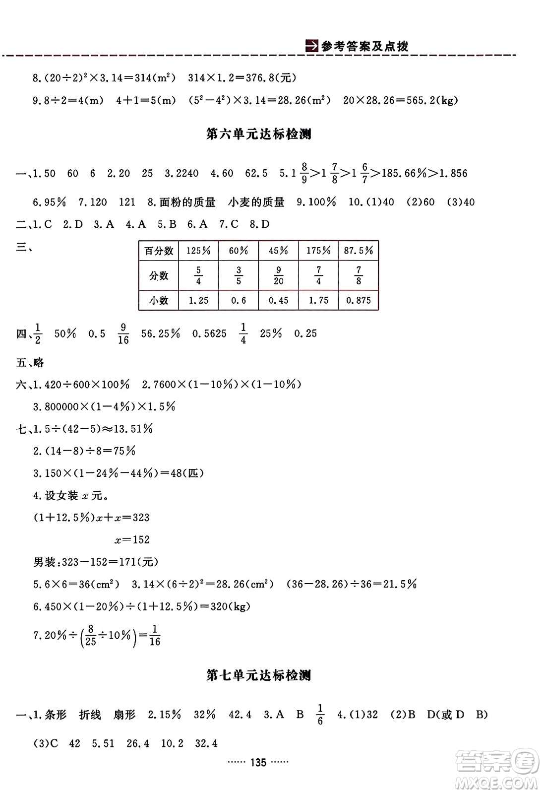 吉林教育出版社2023年秋三維數(shù)字課堂六年級數(shù)學上冊人教版答案