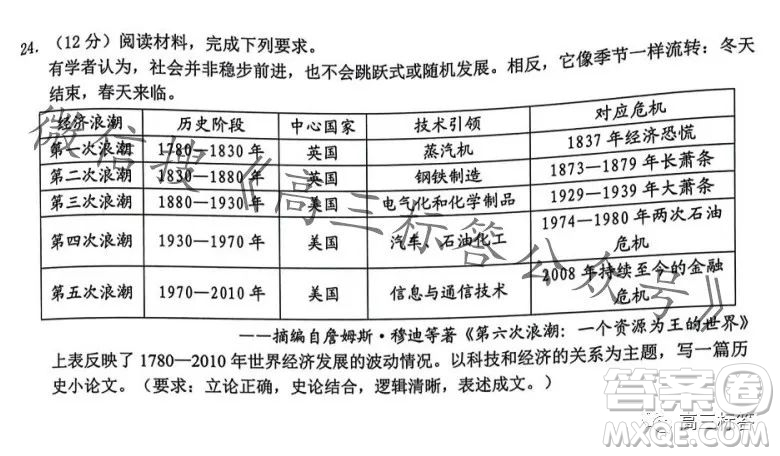 浙江省新陣地教育聯(lián)盟2024屆第二次聯(lián)考?xì)v史試卷答案