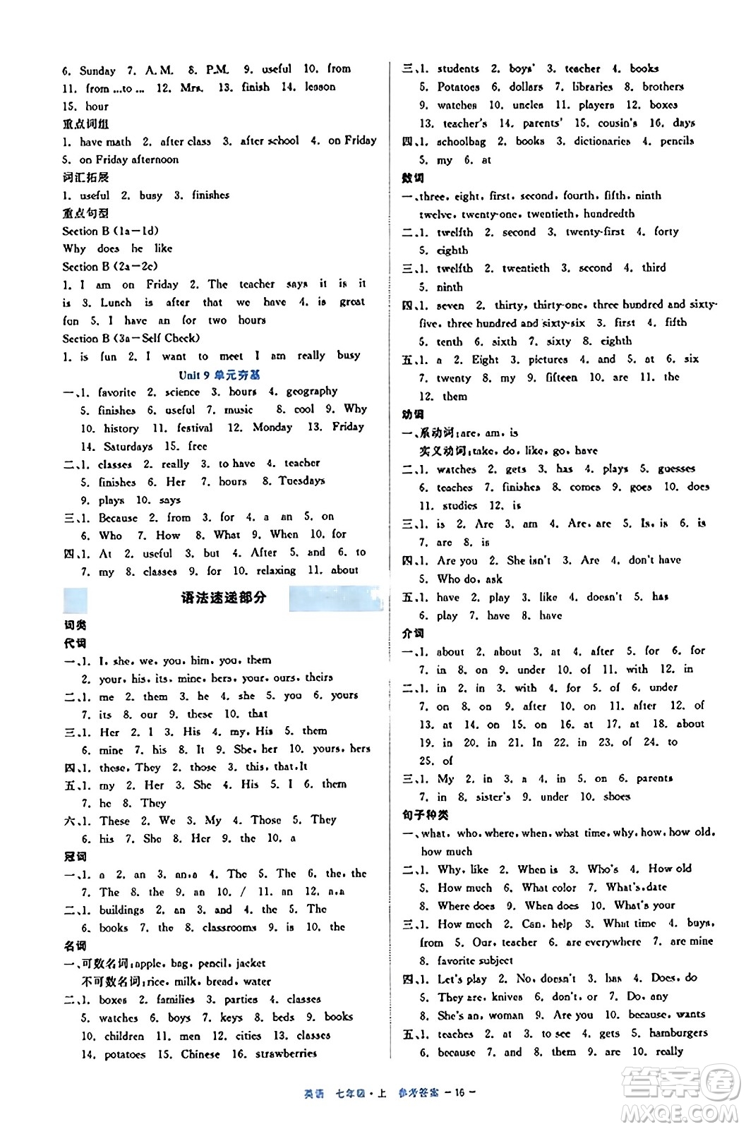 浙江工商大學(xué)出版社2023年秋精彩練習(xí)就練這一本七年級(jí)英語(yǔ)上冊(cè)通用版答案