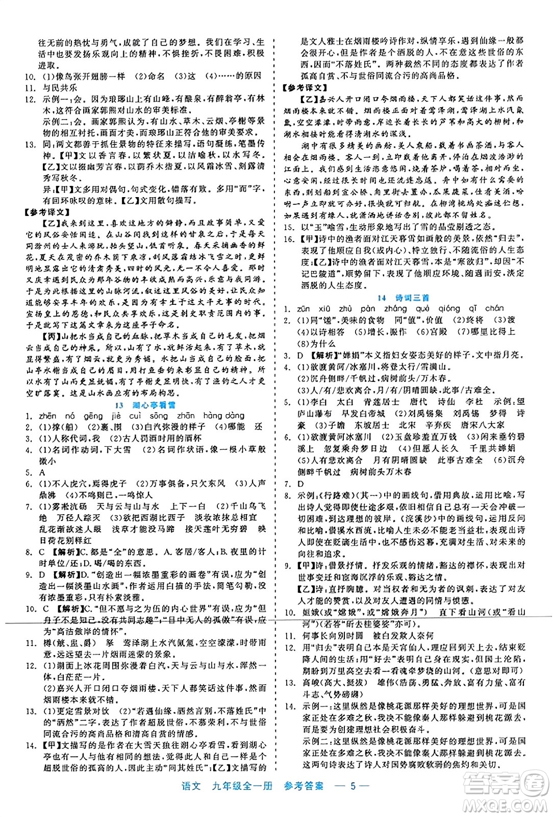 浙江工商大學(xué)出版社2023年秋精彩練習(xí)就練這一本九年級(jí)語(yǔ)文全一冊(cè)通用版答案