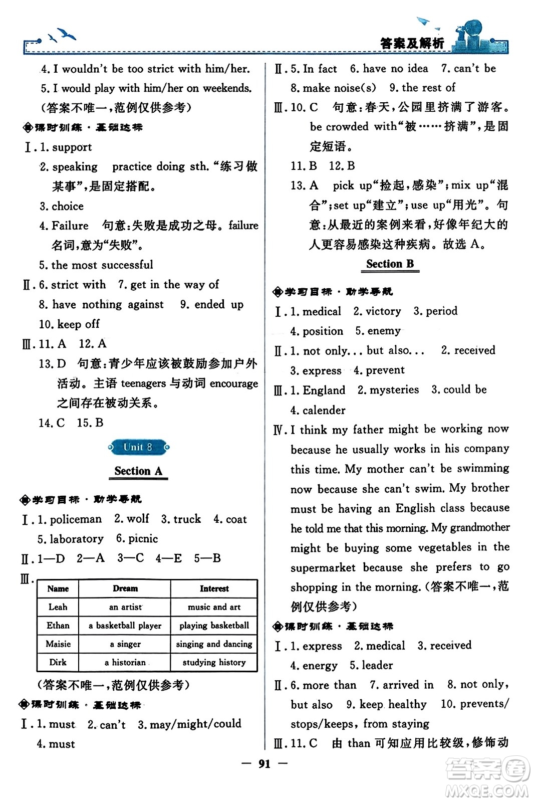 人民教育出版社2023年秋陽光課堂金牌練習冊九年級英語全一冊人教版答案