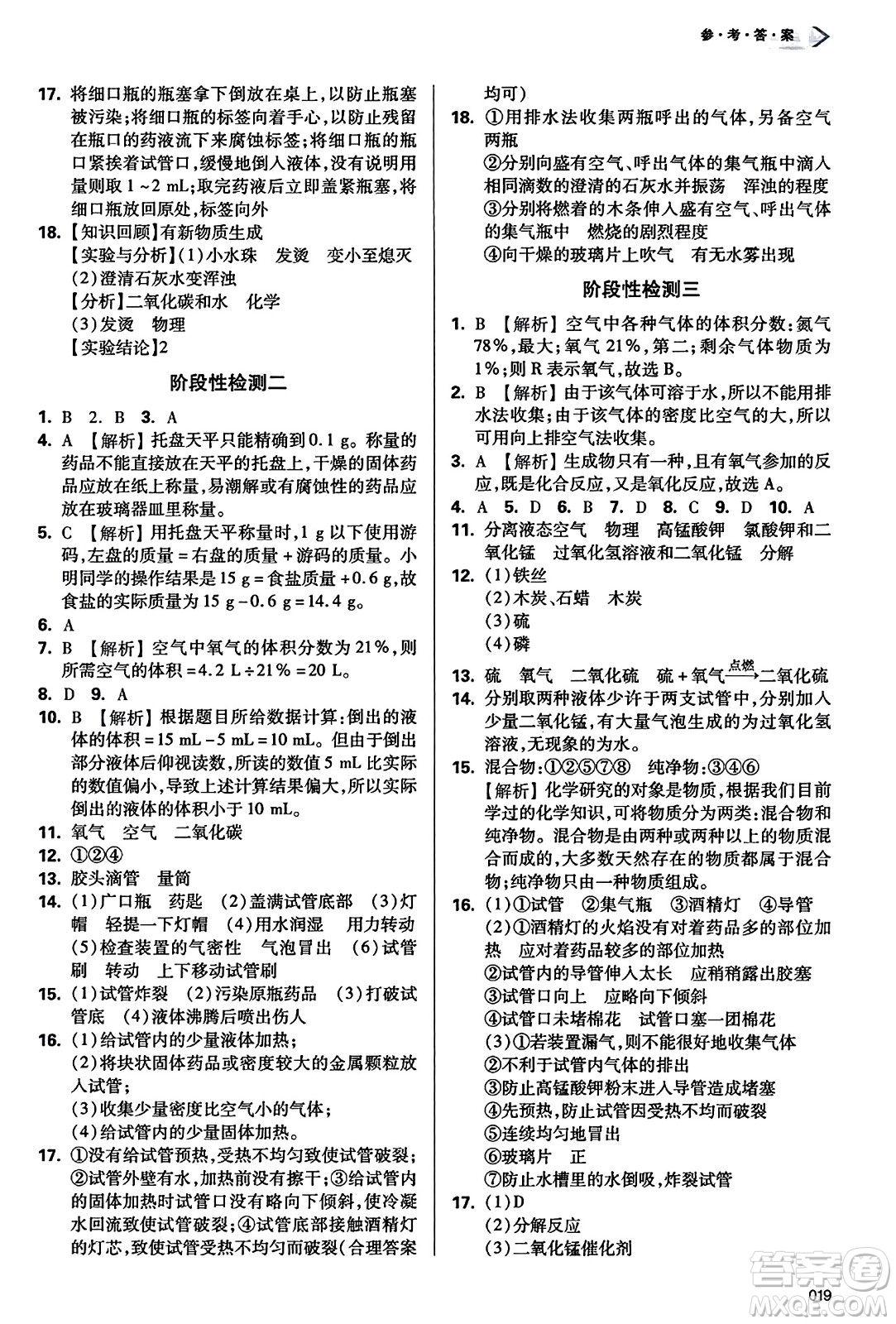 天津教育出版社2023年秋學(xué)習(xí)質(zhì)量監(jiān)測(cè)九年級(jí)化學(xué)上冊(cè)人教版答案