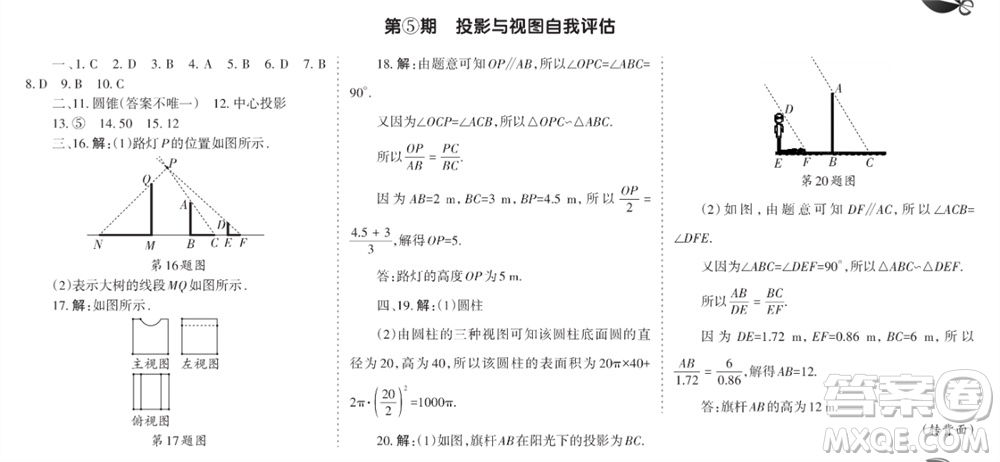 學(xué)習(xí)方法報(bào)2023-2024學(xué)年九年級(jí)數(shù)學(xué)上冊(cè)北師大廣東版④-⑥期小報(bào)參考答案