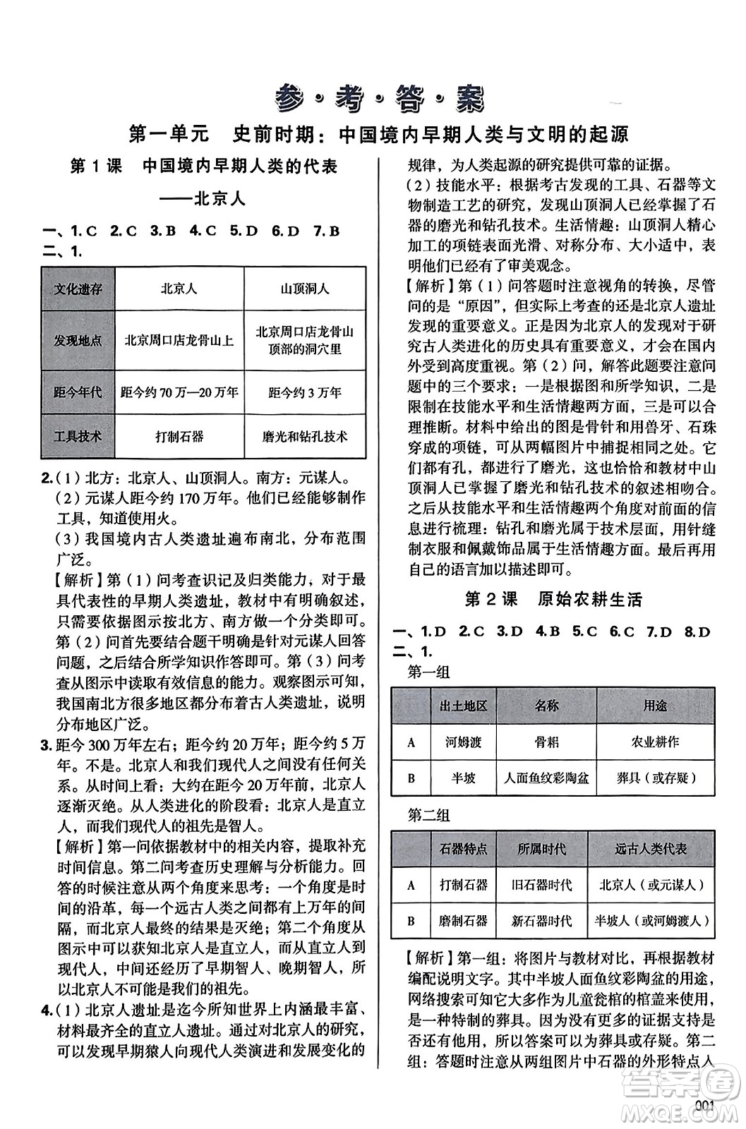 天津教育出版社2023年秋學習質(zhì)量監(jiān)測七年級中國歷史上冊人教版答案