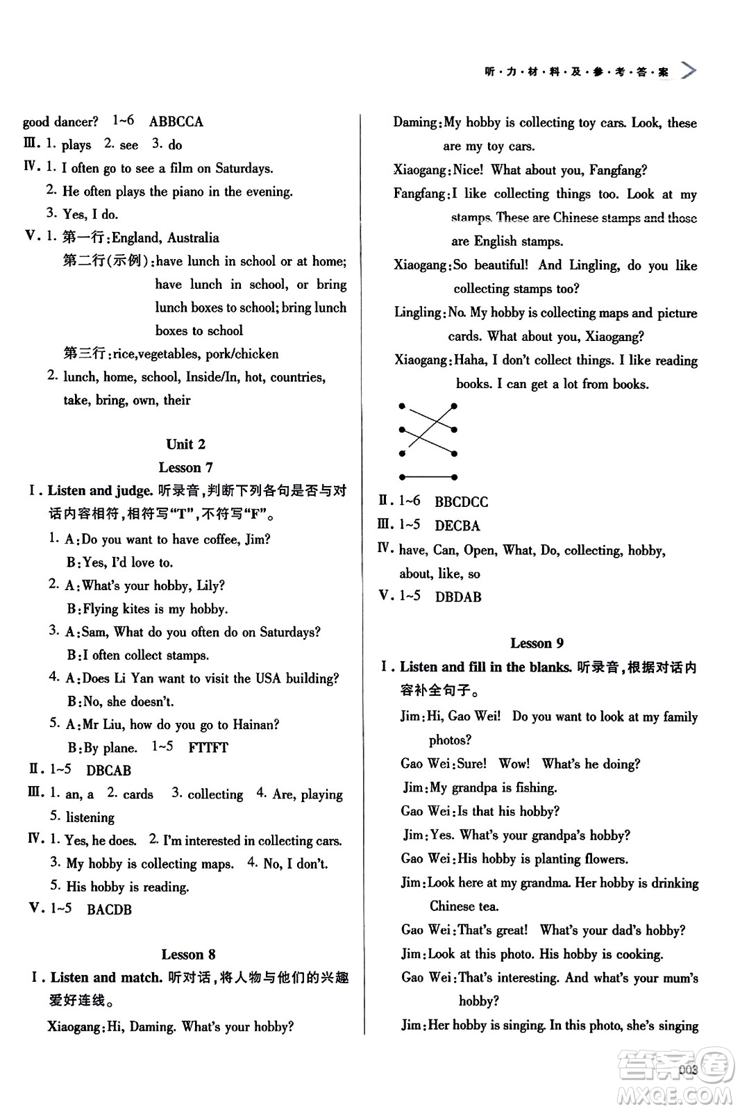 天津教育出版社2023年秋學習質(zhì)量監(jiān)測六年級英語上冊人教版答案