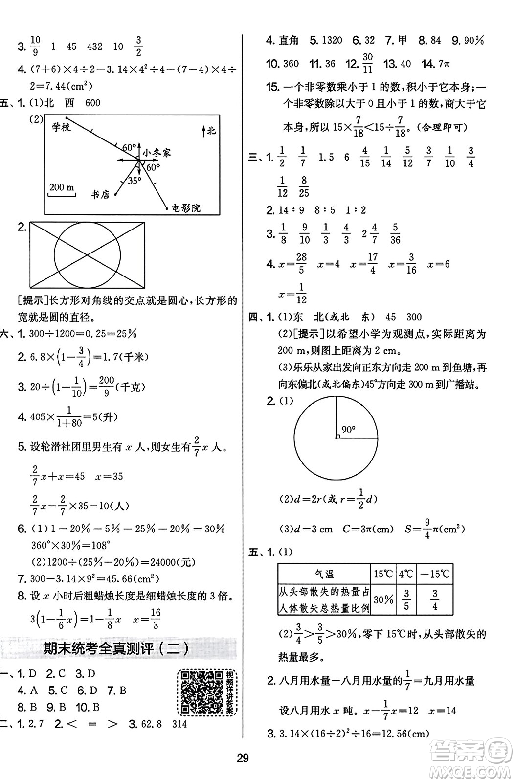 江蘇人民出版社2023年秋實驗班提優(yōu)大考卷六年級數(shù)學(xué)上冊人教版答案