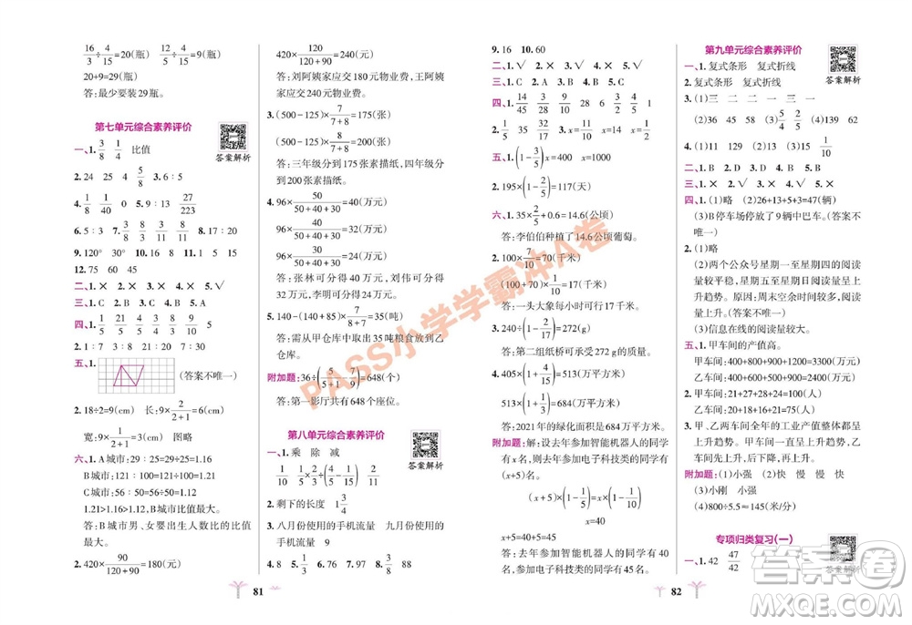 陜西師范大學(xué)出版總社有限公司2023年秋小學(xué)學(xué)霸沖A卷五年級(jí)數(shù)學(xué)上冊(cè)青島版五四專(zhuān)版參考答案