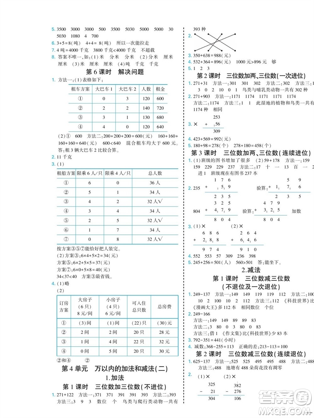 河北美術(shù)出版社2023年秋龍門小考王三年級(jí)數(shù)學(xué)上冊(cè)人教版參考答案