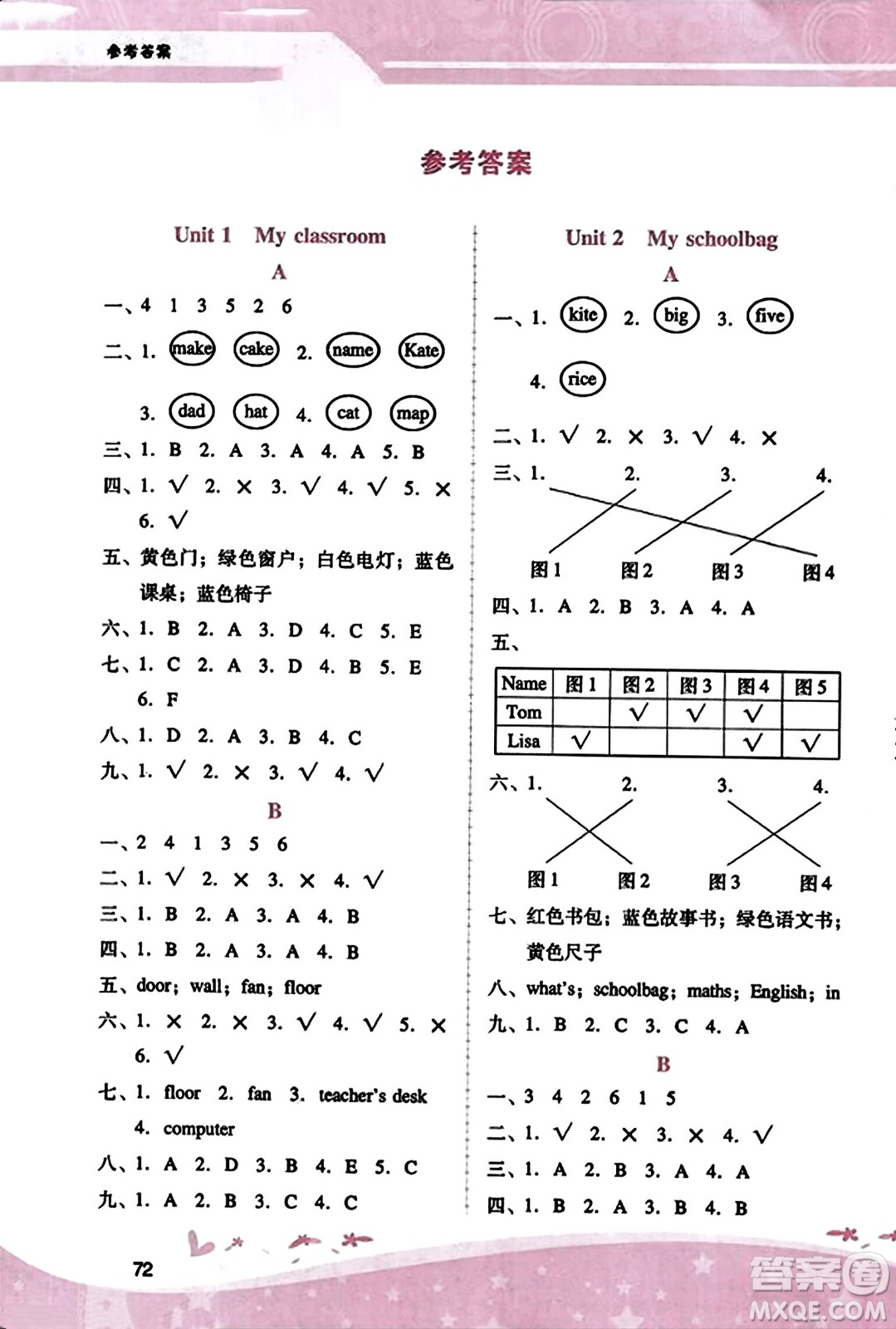 廣西師范大學(xué)出版社2023年秋新課程學(xué)習(xí)輔導(dǎo)四年級英語上冊人教PEP版答案