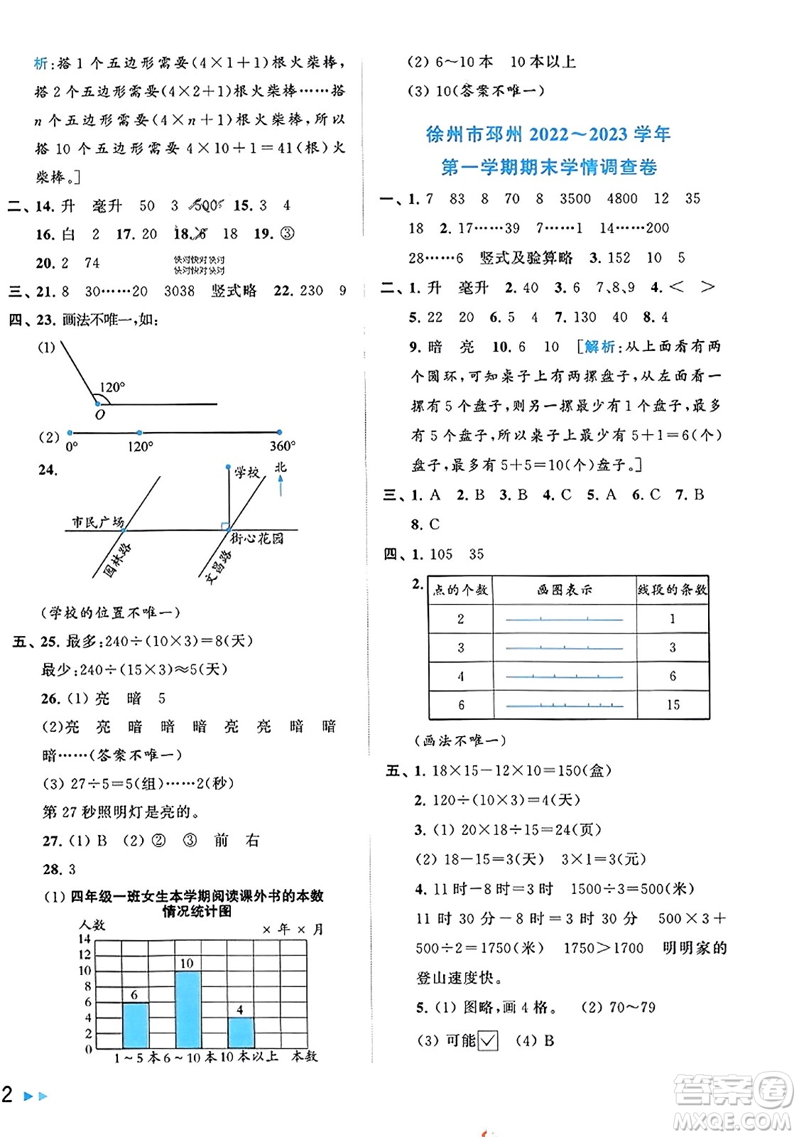 北京教育出版社2023年秋同步跟蹤全程檢測四年級數(shù)學(xué)上冊江蘇版答案