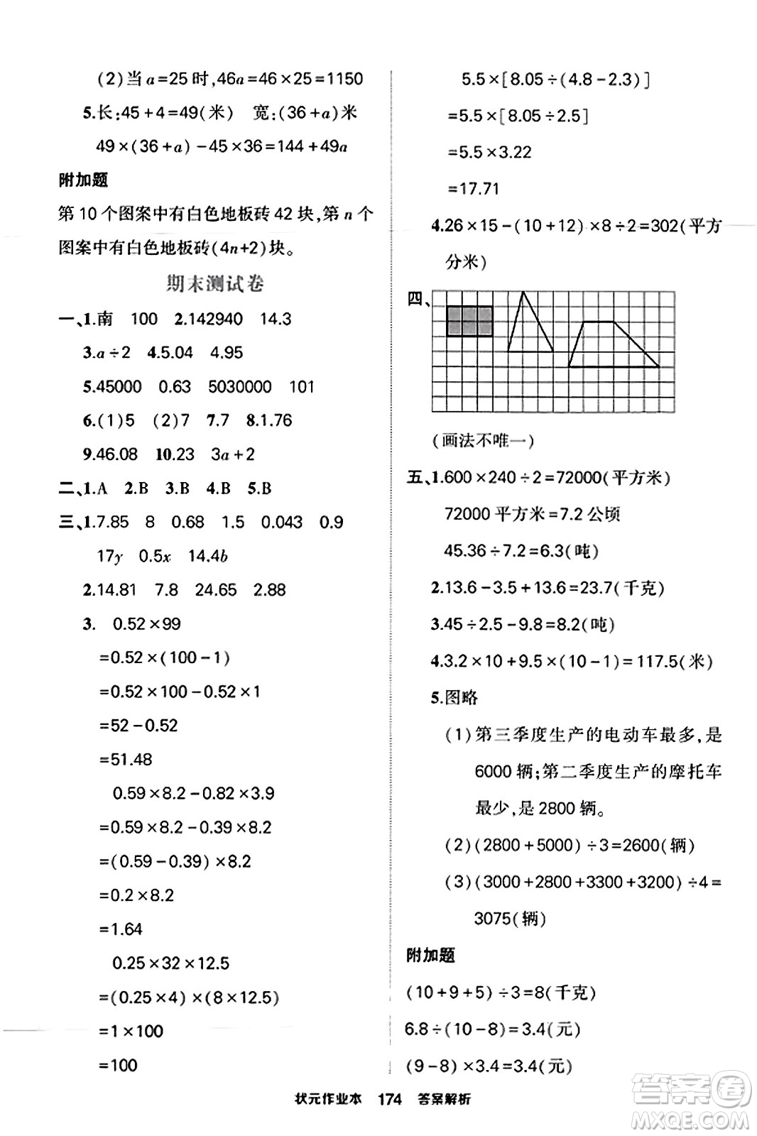 西安出版社2023年秋狀元成才路狀元作業(yè)本五年級(jí)數(shù)學(xué)上冊(cè)蘇教版答案