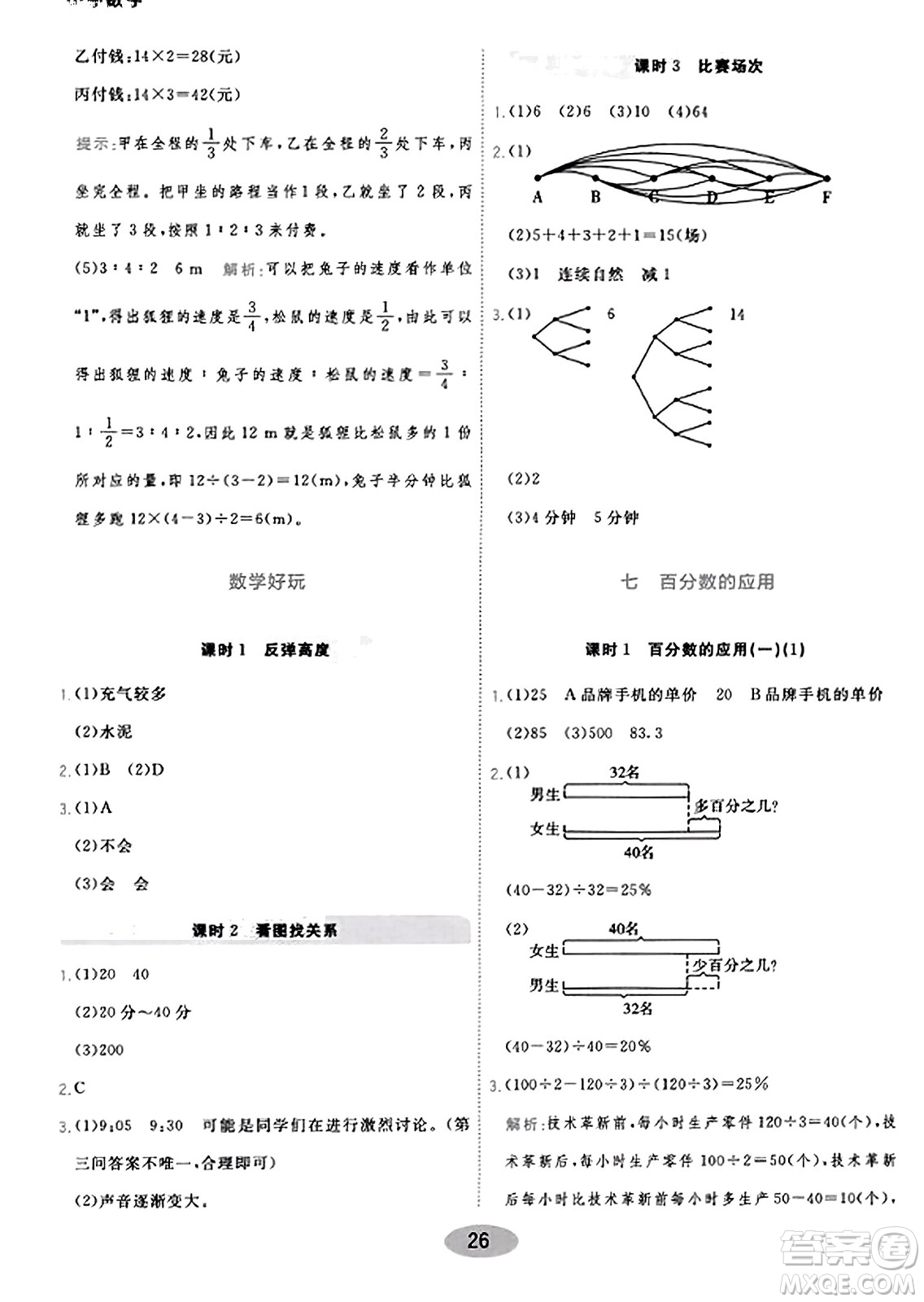 陜西師范大學(xué)出版總社有限公司2023年秋黃岡同步練一日一練六年級(jí)數(shù)學(xué)上冊(cè)北師大版答案