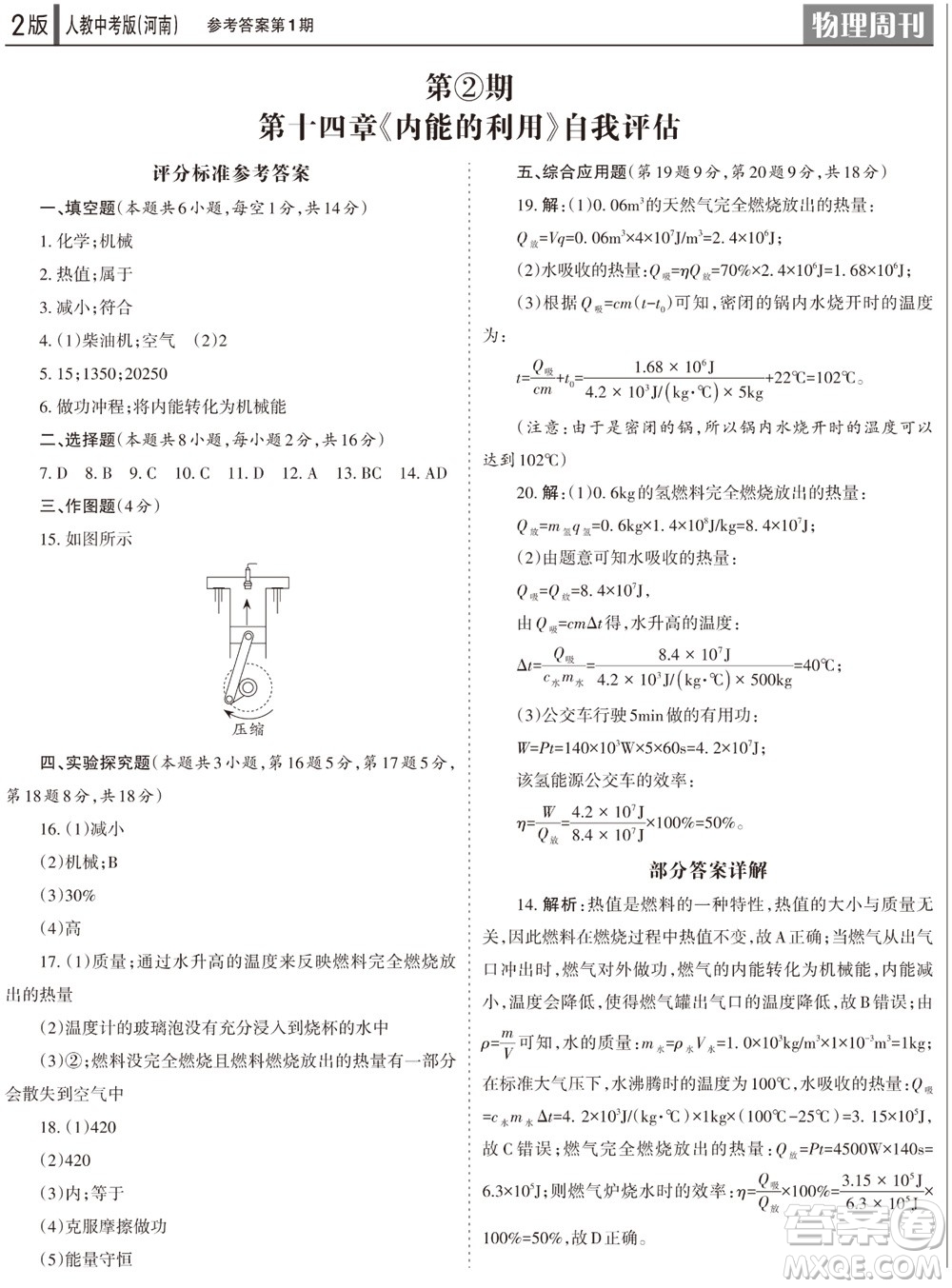 2023年秋學(xué)習(xí)方法報(bào)物理周刊九年級上冊人教中考版河南專版第1期參考答案