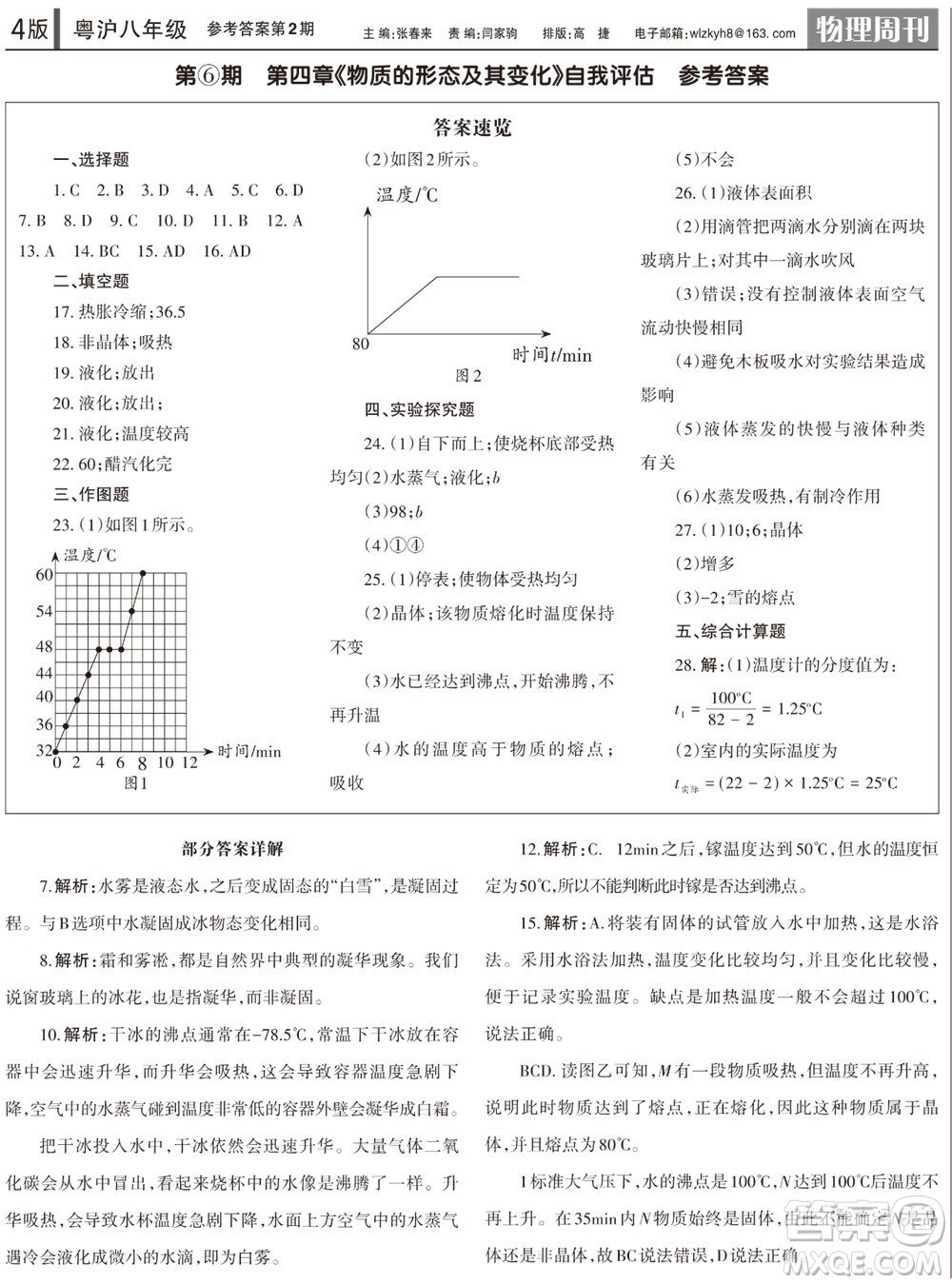 2023年秋學(xué)習(xí)方法報物理周刊八年級上冊粵滬版第2期參考答案