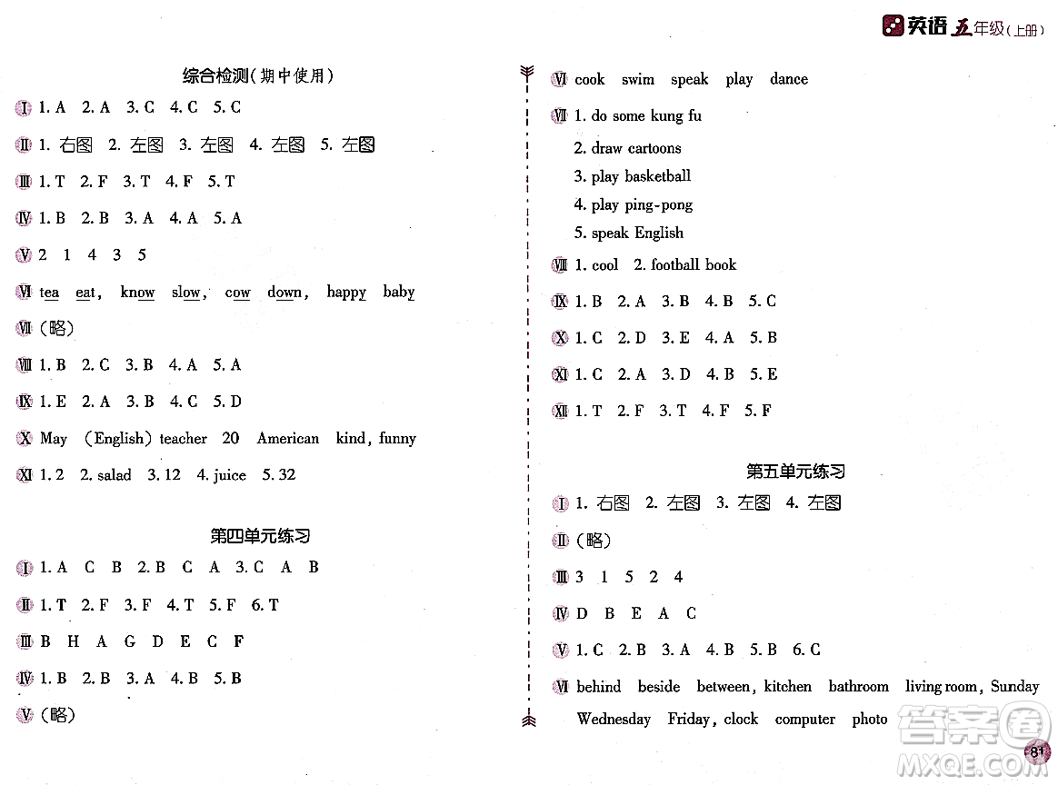 安徽少年兒童出版社2023年秋新編基礎(chǔ)訓(xùn)練五年級(jí)英語(yǔ)上冊(cè)人教版答案