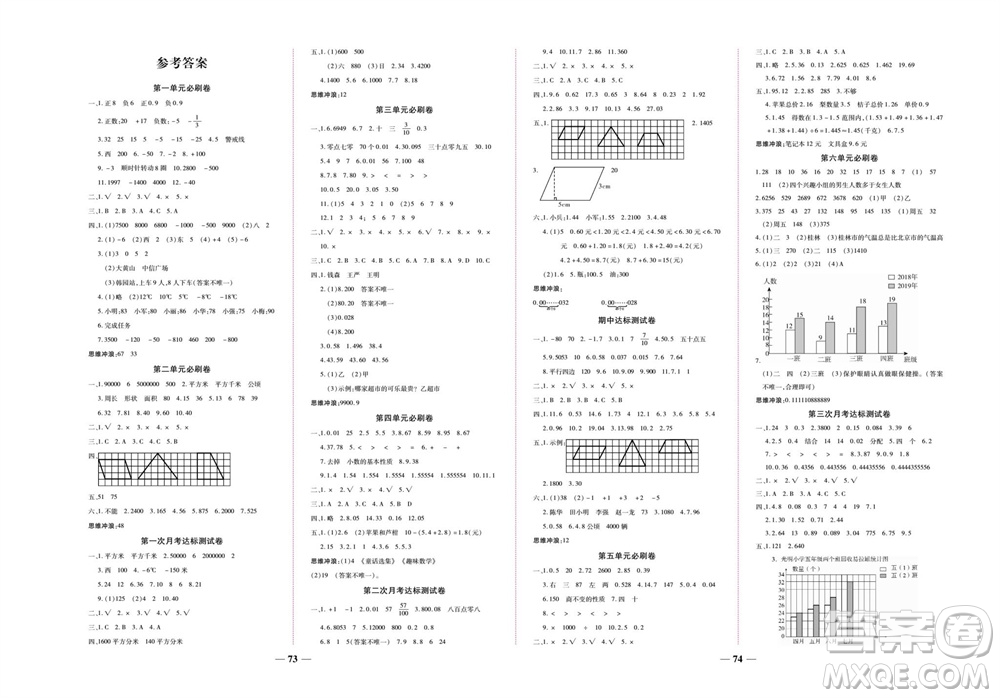 中州古籍出版社2023年秋全優(yōu)考卷五年級數(shù)學(xué)上冊蘇教版參考答案