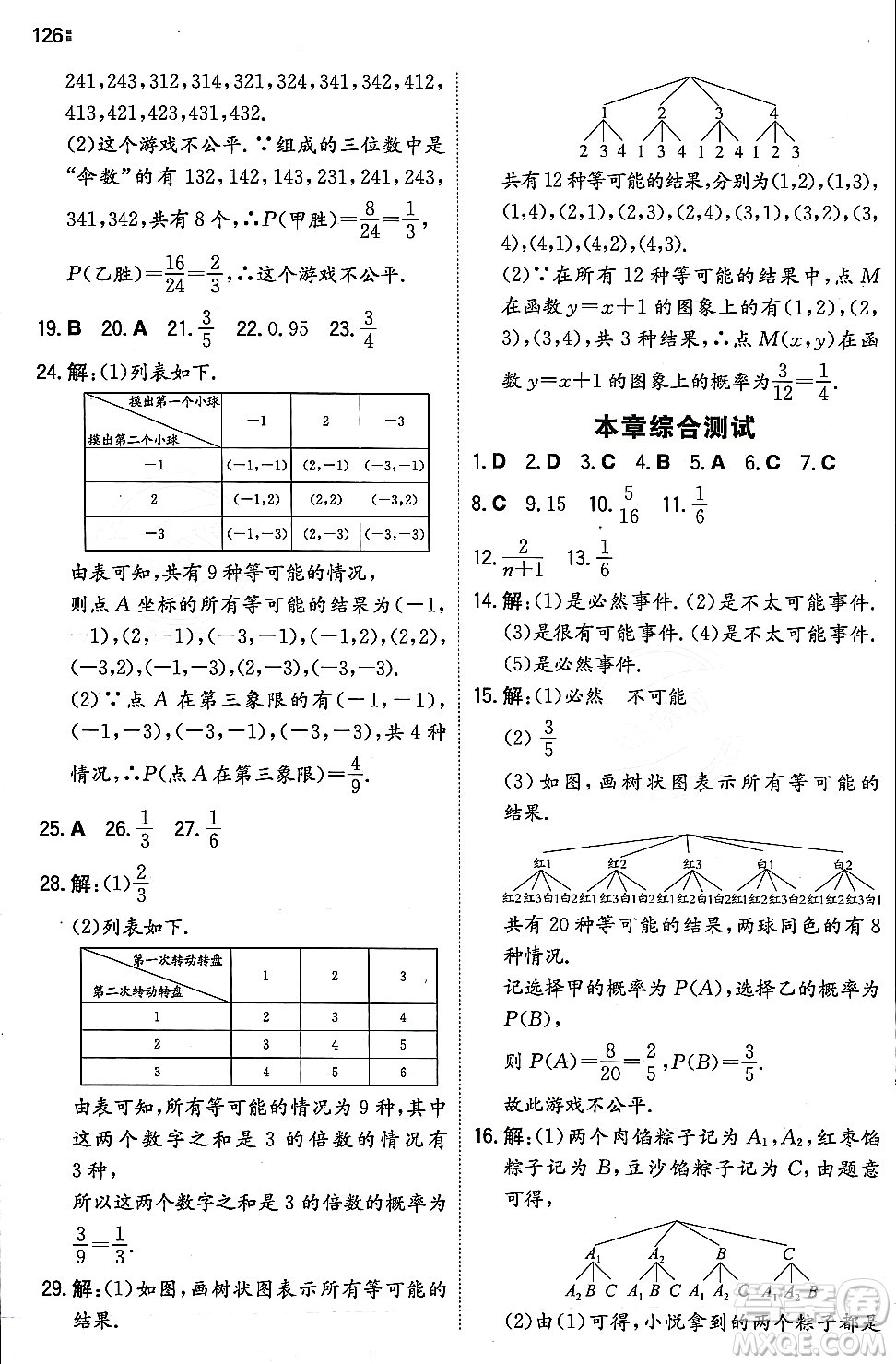 湖南教育出版社2023年秋一本同步訓練九年級數(shù)學上冊華東師大版答案