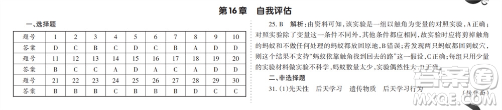 學(xué)習(xí)方法報(bào)2023-2024學(xué)年九年級(jí)生物北師大初中會(huì)考①-⑥期小報(bào)參考答案