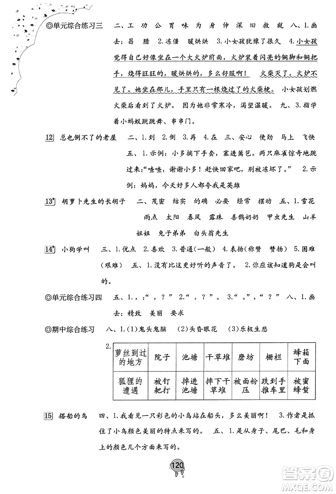 海燕出版社2023年秋小學(xué)同步練習(xí)冊(cè)三年級(jí)語(yǔ)文上冊(cè)人教版答案