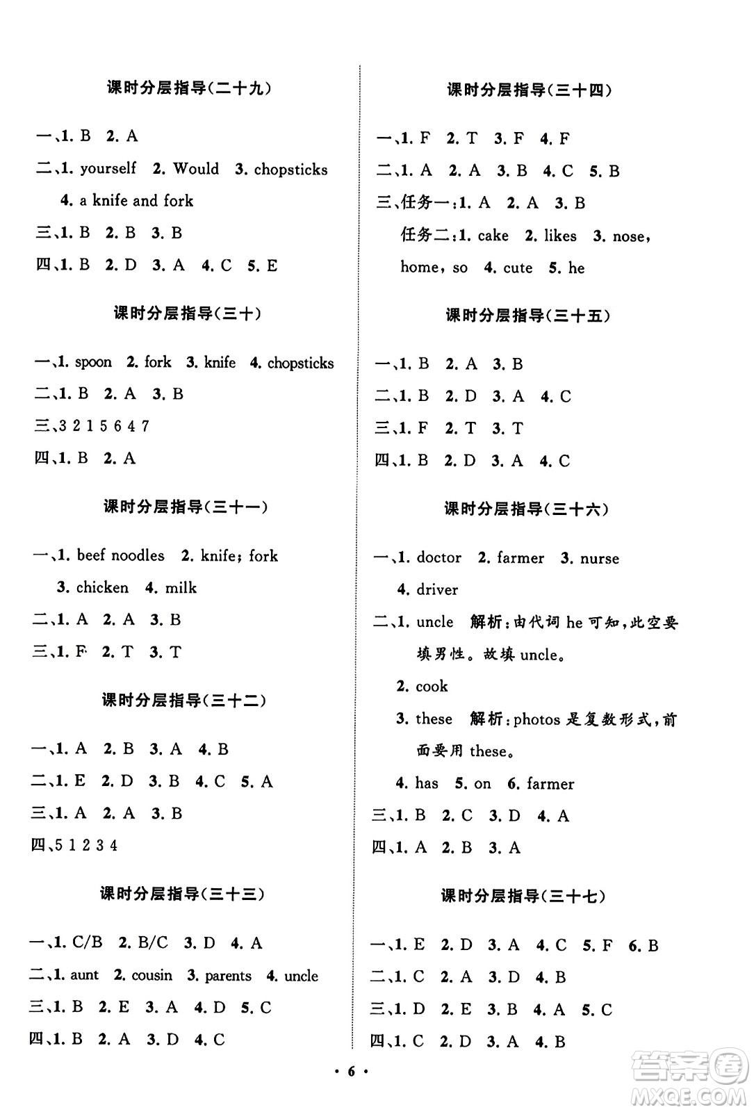 山東教育出版社2023年秋小學(xué)同步練習(xí)冊分層指導(dǎo)四年級英語上冊人教版答案