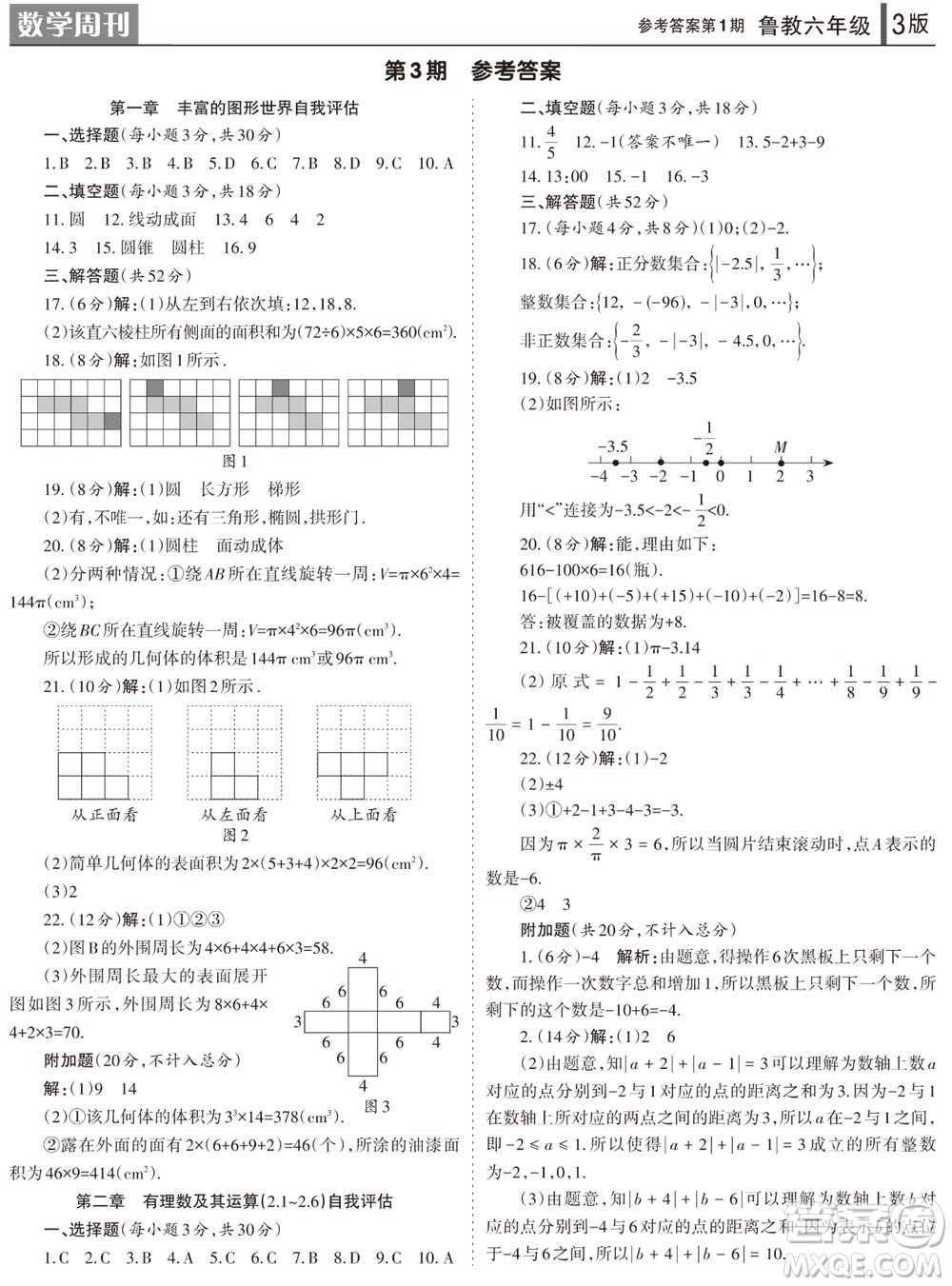 2023年秋學(xué)習(xí)方法報數(shù)學(xué)周刊六年級上冊魯教版第1-4期參考答案