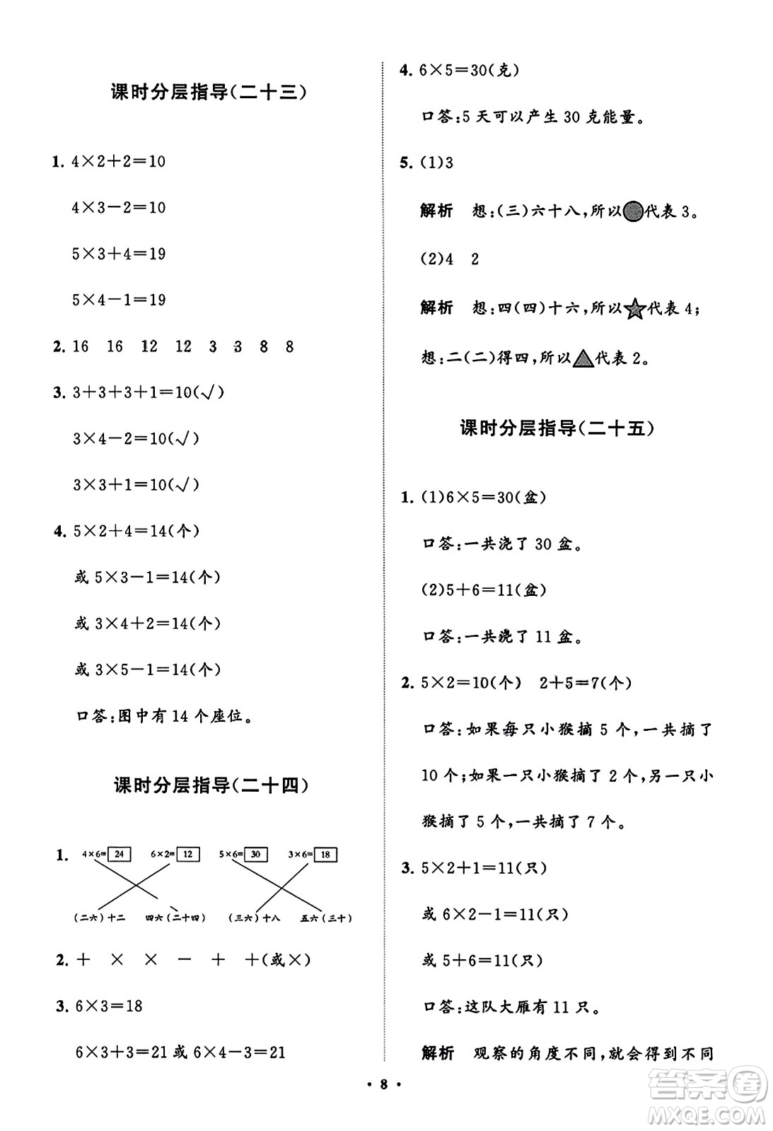 山東教育出版社2023年秋小學(xué)同步練習(xí)冊(cè)分層指導(dǎo)二年級(jí)數(shù)學(xué)上冊(cè)人教版答案