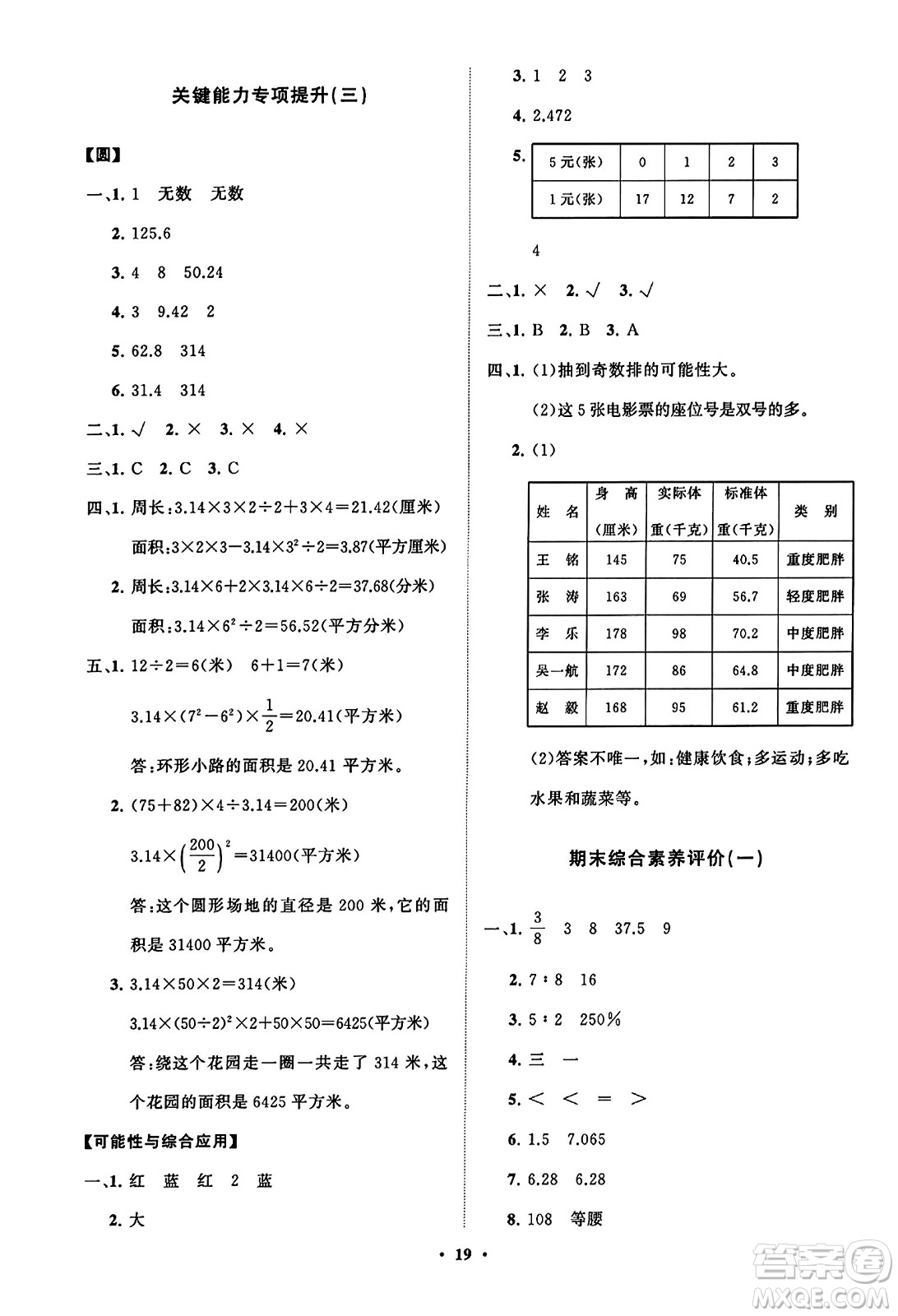 山東教育出版社2023年秋小學(xué)同步練習(xí)冊(cè)分層指導(dǎo)六年級(jí)數(shù)學(xué)上冊(cè)通用版答案